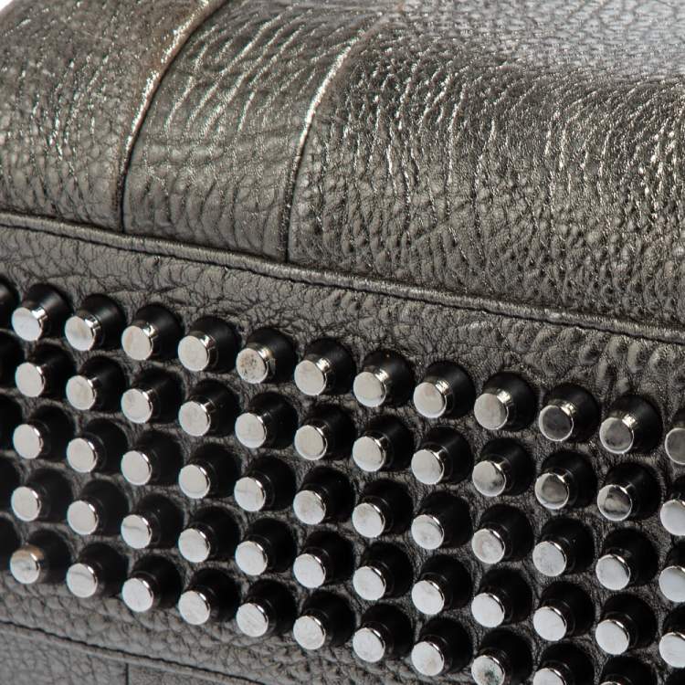 Pre Owned Alexander Wang Metallic Grey Pebbled Leather Rocco Duffle Bag