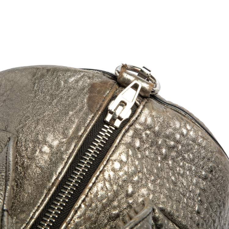Pre Owned Alexander Wang Metallic Grey Pebbled Leather Rocco Duffle Bag