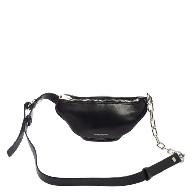 Pre Owned Alexander Wang Black Leather Mini Attica Belt Bag