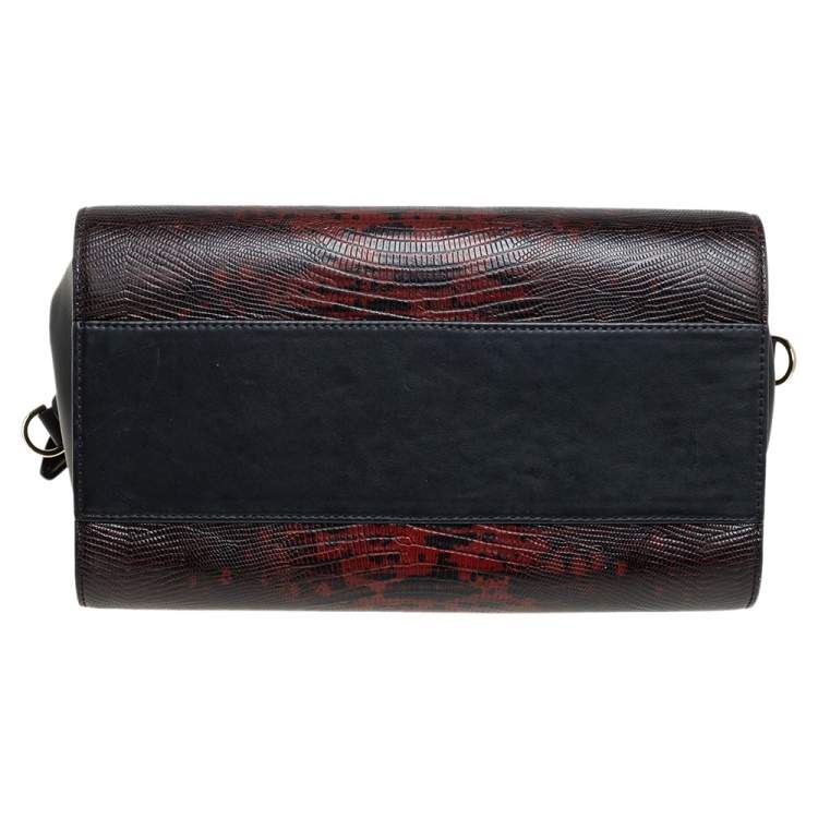 Pre Owned Alexander Wang Black/Red Lizard Embossed Leather Pelican Satchel