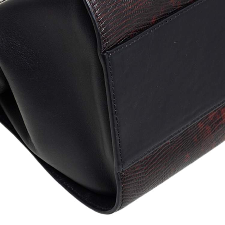 Pre Owned Alexander Wang Black/Red Lizard Embossed Leather Pelican Satchel