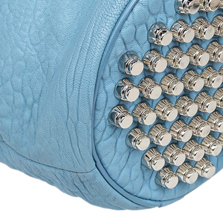 Pre Owned Alexander Wang Blue Textured Leather Diego Bucket Bag