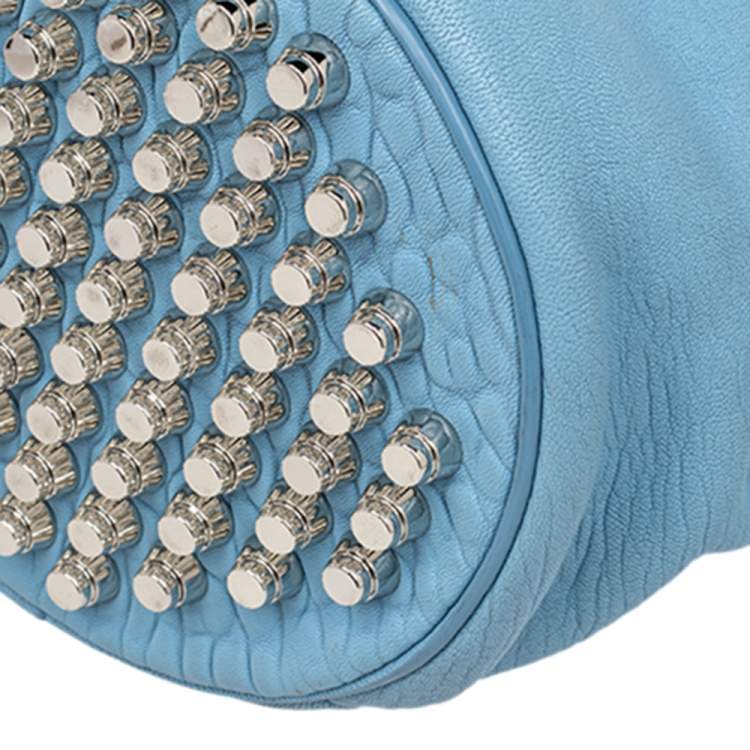 Pre Owned Alexander Wang Blue Textured Leather Diego Bucket Bag