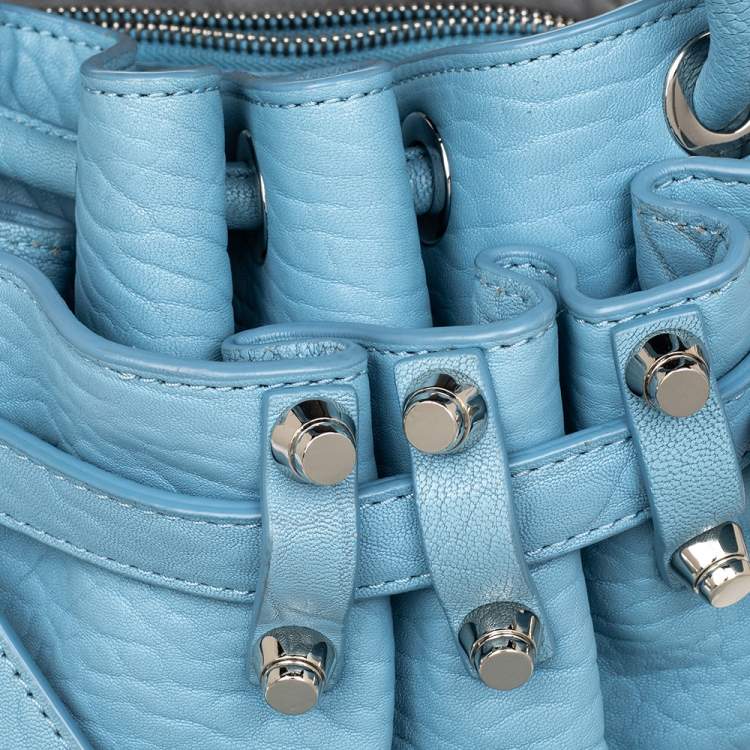 Pre Owned Alexander Wang Blue Textured Leather Diego Bucket Bag