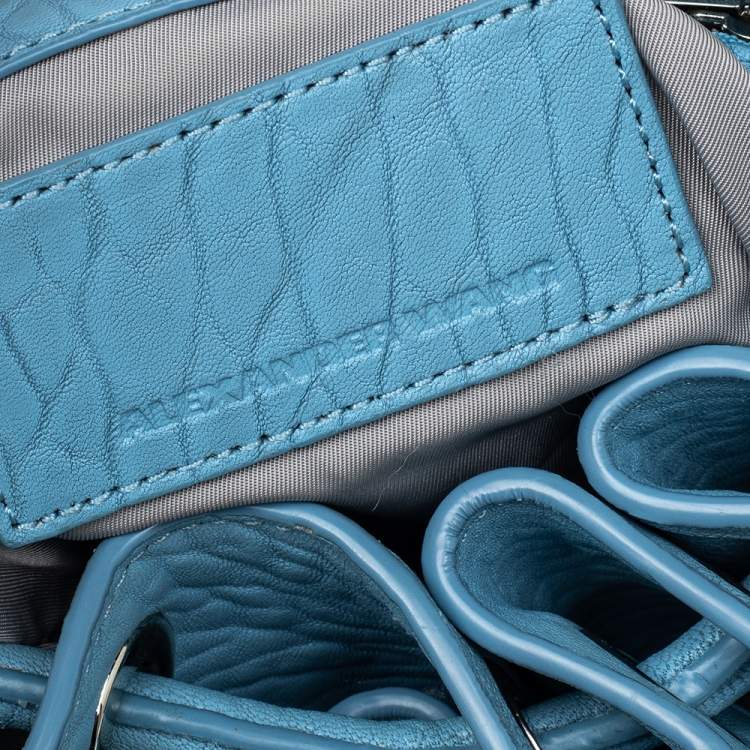 Pre Owned Alexander Wang Blue Textured Leather Diego Bucket Bag
