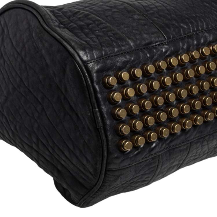 Pre Owned Alexander Wang Black Pebbled Leather Rocco Duffle Bag