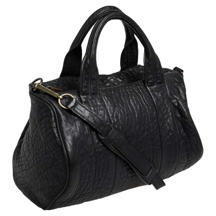 Pre Owned Alexander Wang Black Pebbled Leather Rocco Duffle Bag