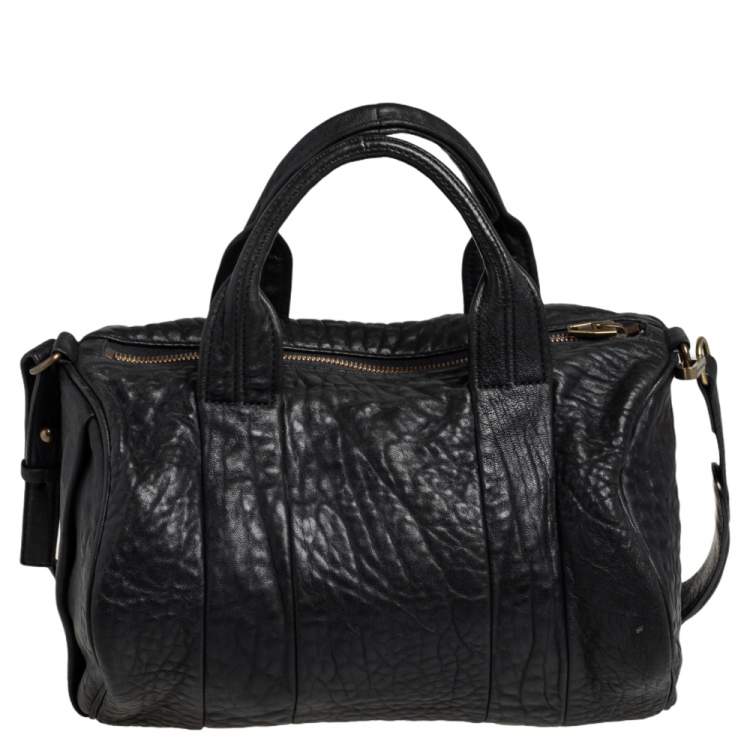Pre Owned Alexander Wang Black Pebbled Leather Rocco Duffle Bag