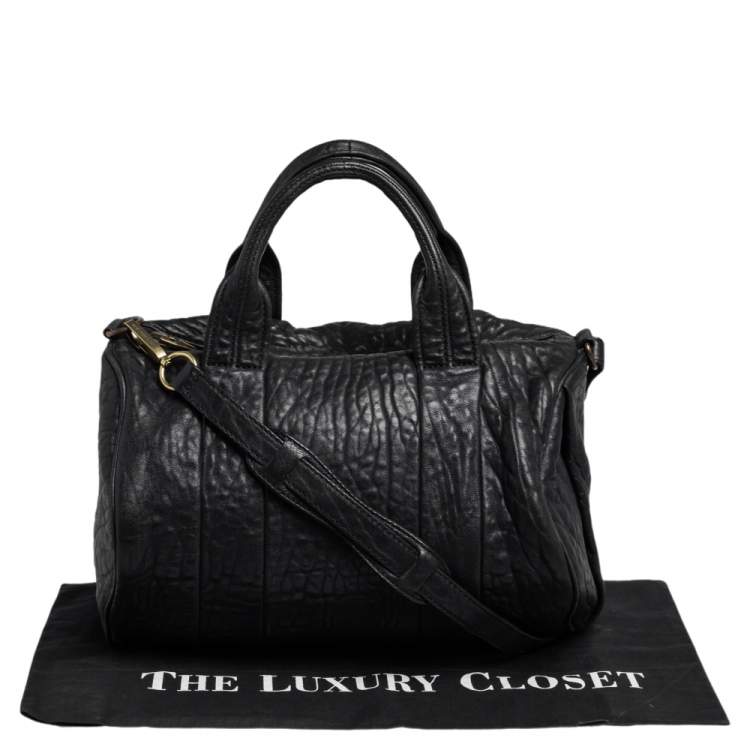 Pre Owned Alexander Wang Black Pebbled Leather Rocco Duffle Bag