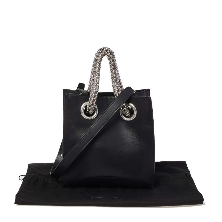 Pre Owned Alexander Wang Black Leather Genesis Box Chain Tote