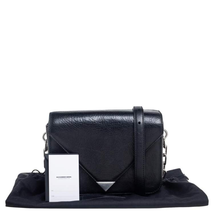 Pre Owned Alexander Wang Black Crinkled Leather Small Prisma Shoulder Bag