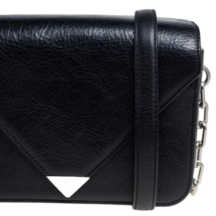 Pre Owned Alexander Wang Black Crinkled Leather Small Prisma Shoulder Bag