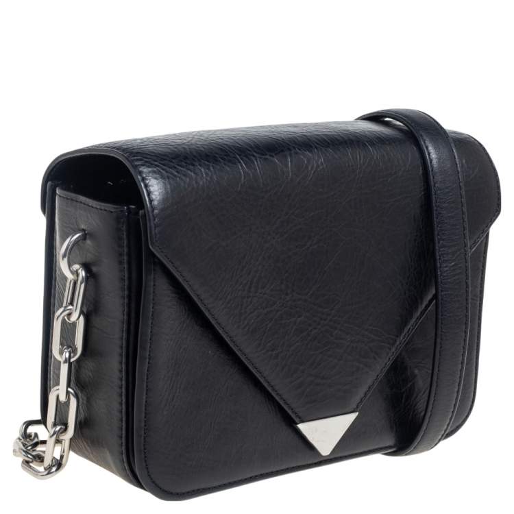 Pre Owned Alexander Wang Black Crinkled Leather Small Prisma Shoulder Bag