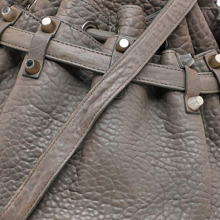 Pre Owned Alexander Wang Grey Textured Leather Diego Bucket Bag