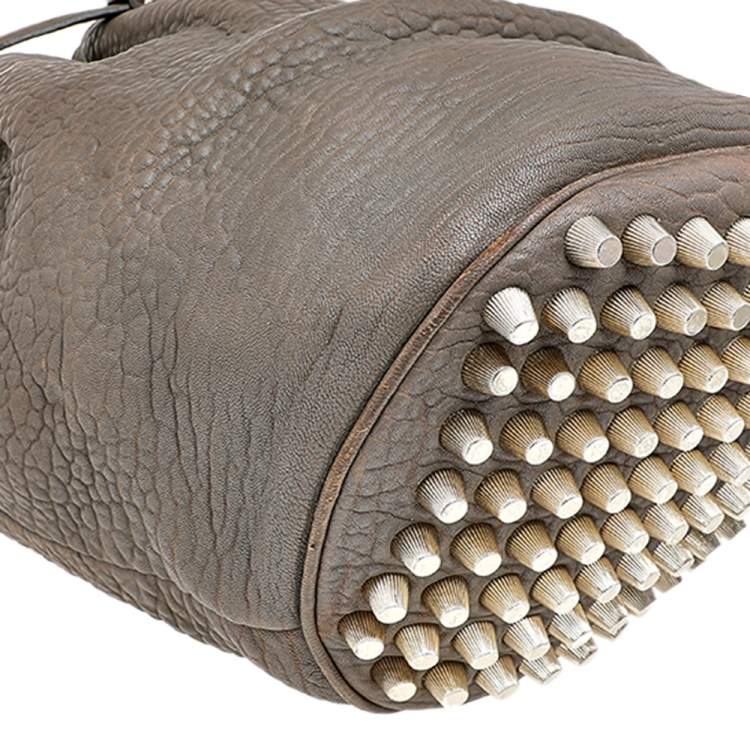 Pre Owned Alexander Wang Grey Textured Leather Diego Bucket Bag