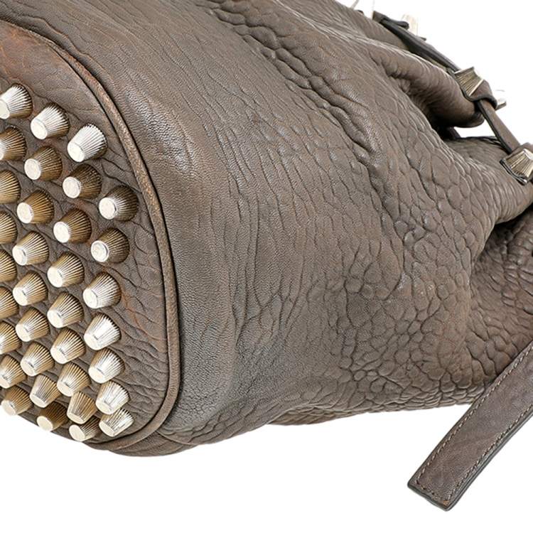 Pre Owned Alexander Wang Grey Textured Leather Diego Bucket Bag