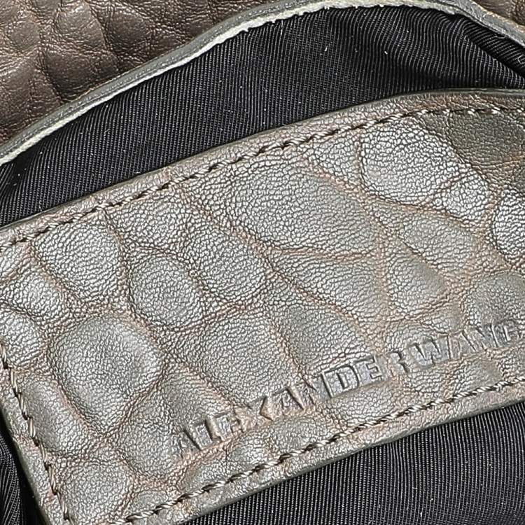 Pre Owned Alexander Wang Grey Textured Leather Diego Bucket Bag