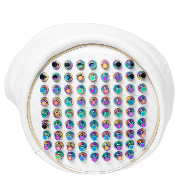 Pre Owned Alexander Wang White Leather Iridescent Stud Diego Bucket Bag