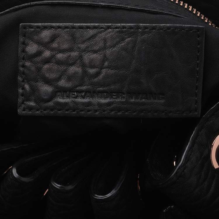 Pre Owned Alexander Wang Black Textured Leather Diego Bucket Bag
