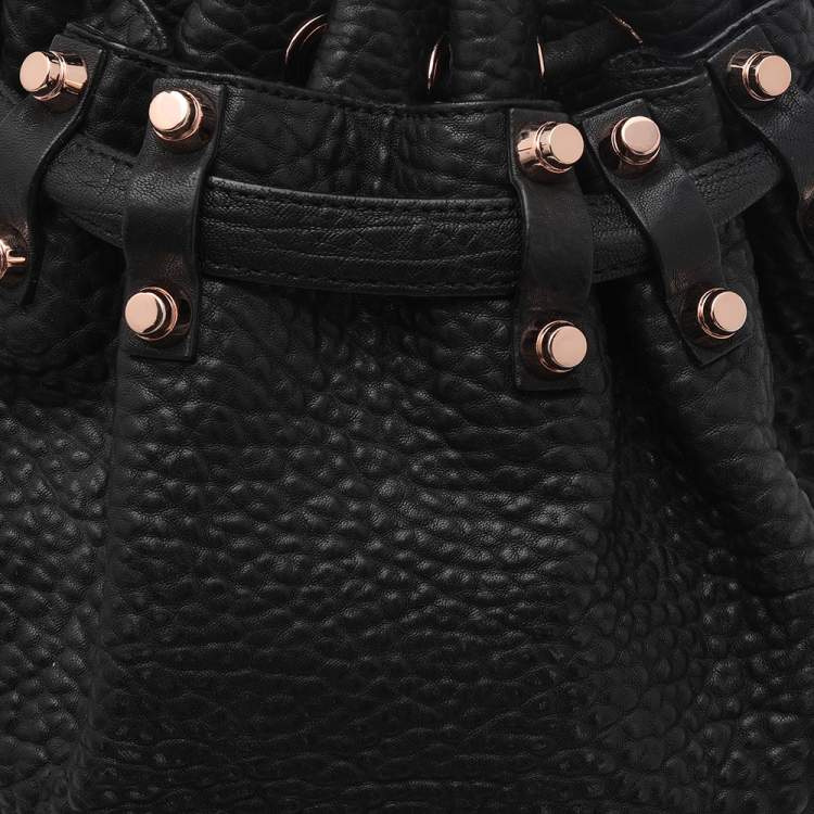 Pre Owned Alexander Wang Black Textured Leather Diego Bucket Bag