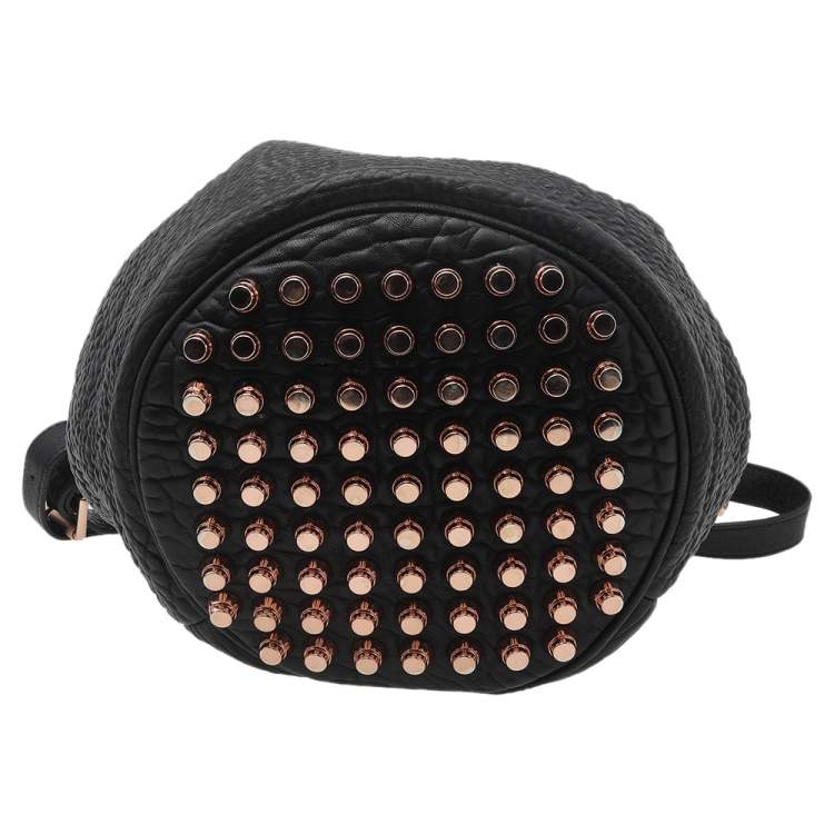 Pre Owned Alexander Wang Black Textured Leather Diego Bucket Bag