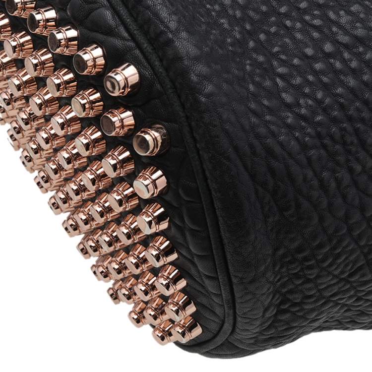Pre Owned Alexander Wang Black Textured Leather Diego Bucket Bag