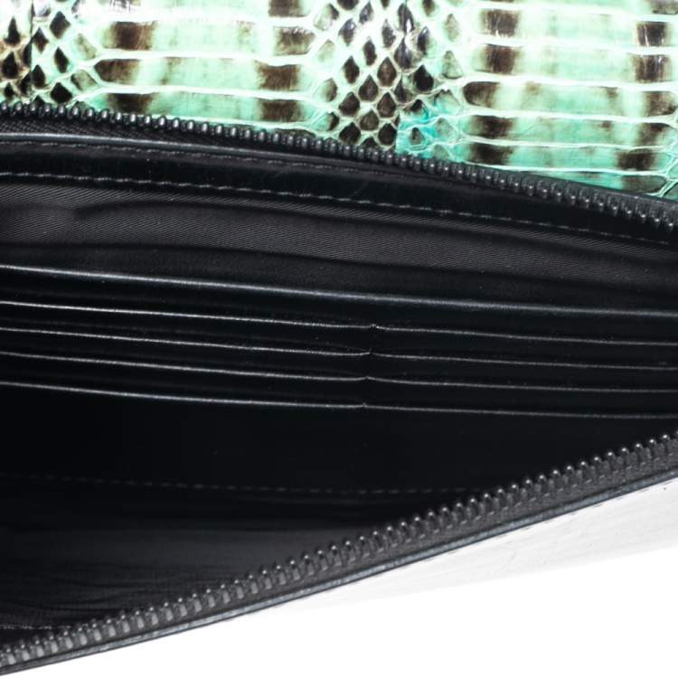Pre Owned Alexander Wang Green/Black Snakeskin and Leather Flap Shoulder Bag