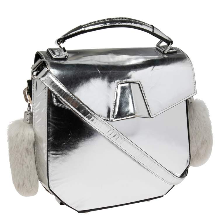 Pre Owned Alexander Wang Silver Laminated Leather Devere Top Handle Bag