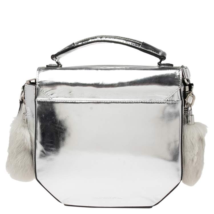 Pre Owned Alexander Wang Silver Laminated Leather Devere Top Handle Bag