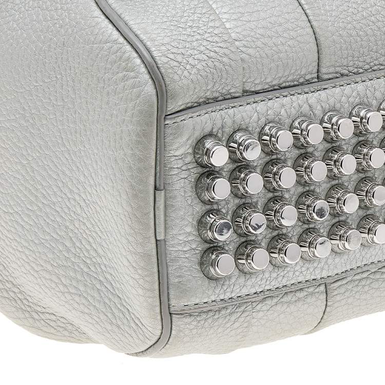 Pre Owned Alexander Wang Metallic Silver Leather Small Rockie Satchel