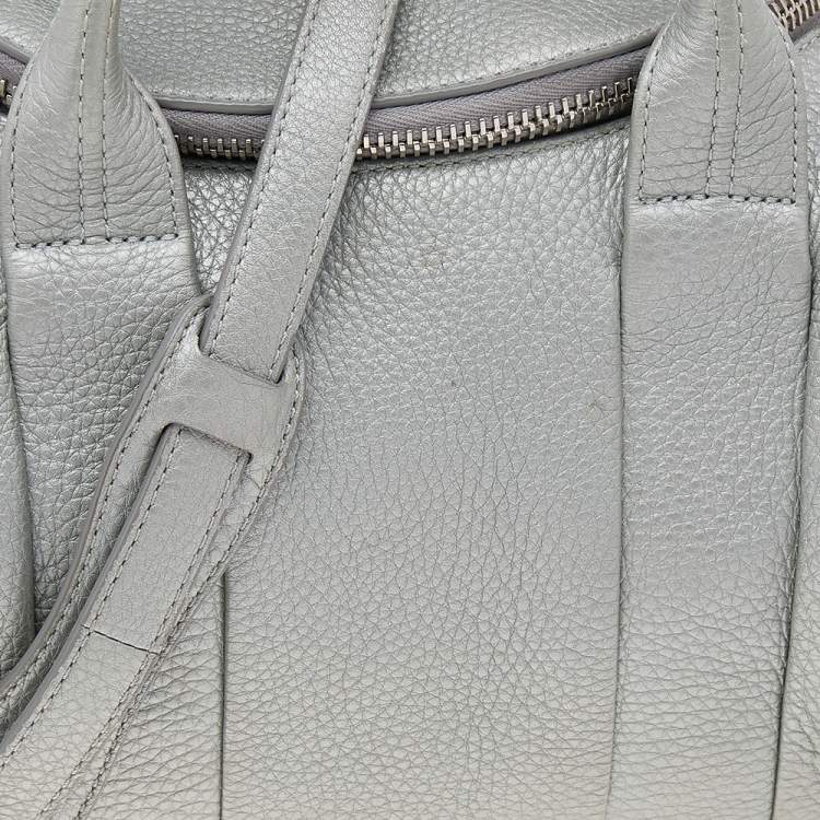 Pre Owned Alexander Wang Metallic Silver Leather Small Rockie Satchel