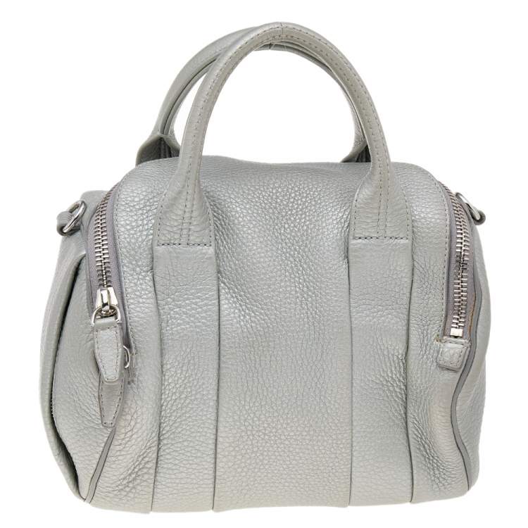 Pre Owned Alexander Wang Metallic Silver Leather Small Rockie Satchel