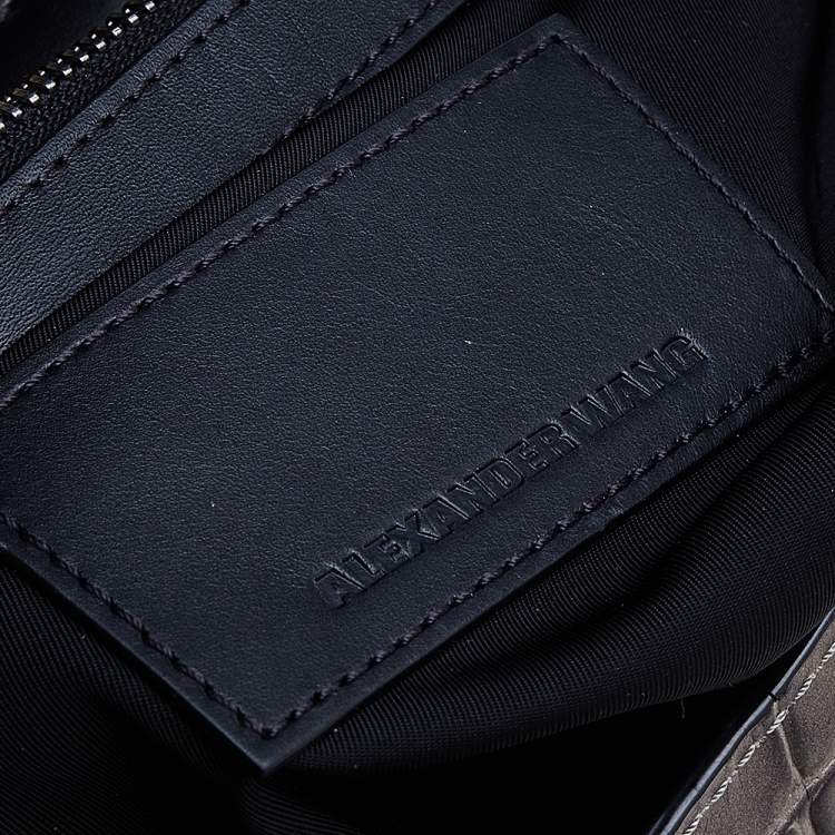 Pre Owned Alexander Wang Grey Croc Embossed Leather Prisma Drawstring Backpack