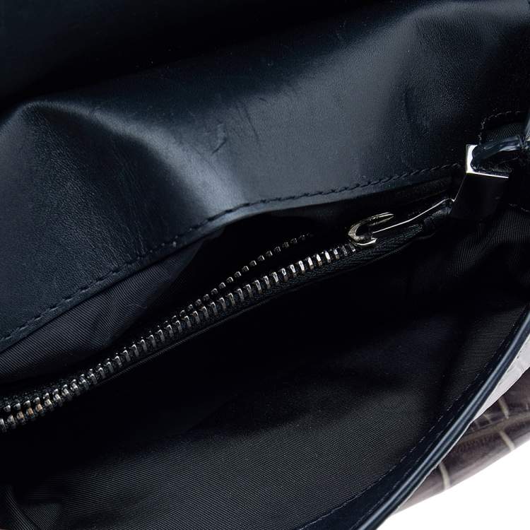 Pre Owned Alexander Wang Grey/Black Croc Embossed Leather Mini Marion Prisma Shoulder Bag