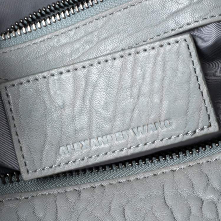 Pre Owned Alexander Wang Pale Blue Textured Leather Rockie Satchel