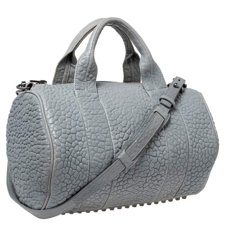 Pre Owned Alexander Wang Pale Blue Textured Leather Rockie Satchel