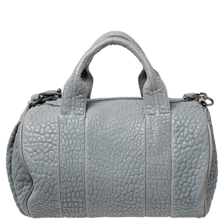 Pre Owned Alexander Wang Pale Blue Textured Leather Rockie Satchel