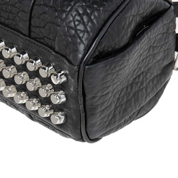 Pre Owned Alexander Wang Black Pebbled Leather Mini Rockie Satchel