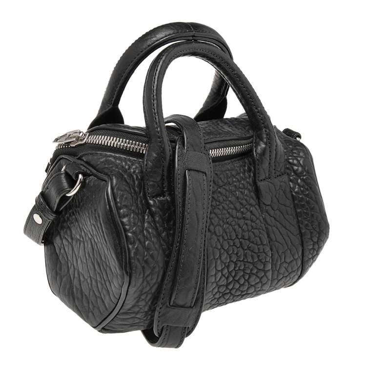 Pre Owned Alexander Wang Black Pebbled Leather Mini Rockie Satchel