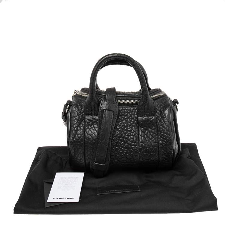 Pre Owned Alexander Wang Black Pebbled Leather Mini Rockie Satchel
