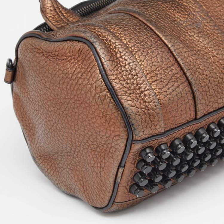 Pre Owned Alexander Wang Metallic Bronze Pebbled Leather Rocco Duffel Bag