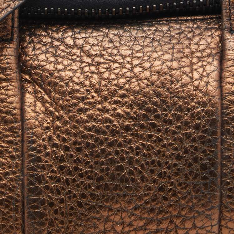 Pre Owned Alexander Wang Metallic Bronze Pebbled Leather Rocco Duffel Bag