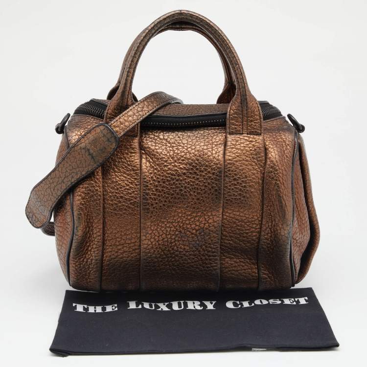 Pre Owned Alexander Wang Metallic Bronze Pebbled Leather Rocco Duffel Bag