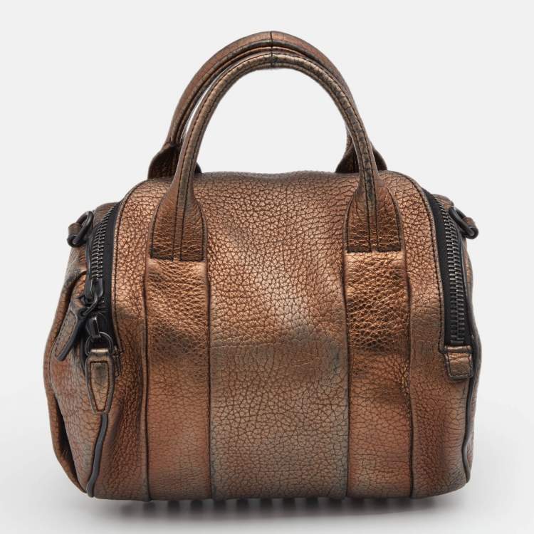Pre Owned Alexander Wang Metallic Bronze Pebbled Leather Rocco Duffel Bag