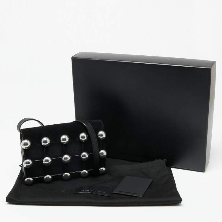 Pre Owned Alexander Wang Black Leather and Suede Studded Cage Crossbody Bag