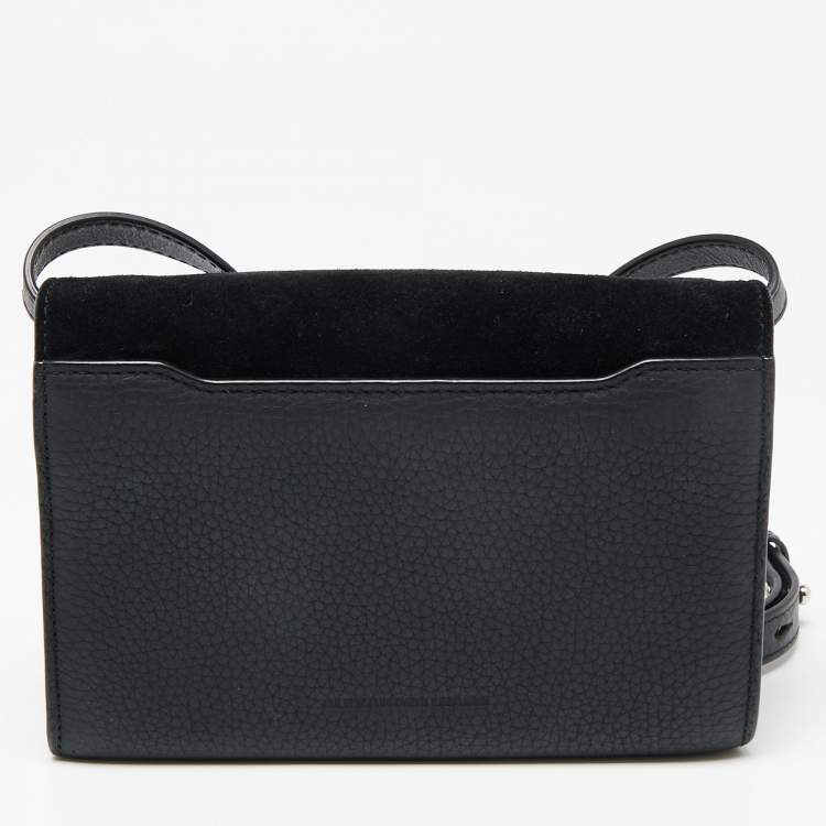 Pre Owned Alexander Wang Black Leather and Suede Studded Cage Crossbody Bag