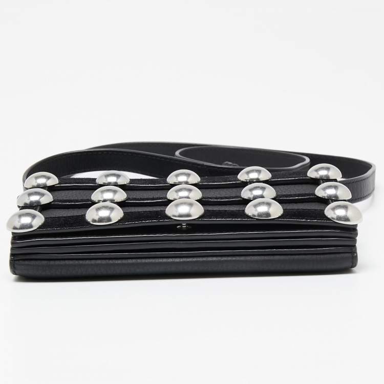 Pre Owned Alexander Wang Black Leather and Suede Studded Cage Crossbody Bag