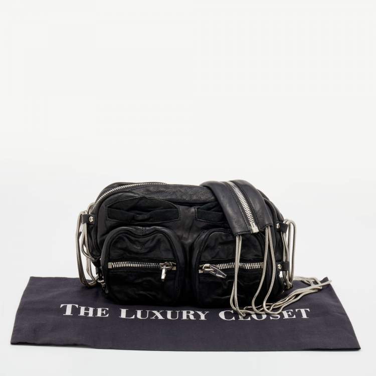 Pre Owned Alexander Wang Black Suede And Leather Chain Shoulder Bag