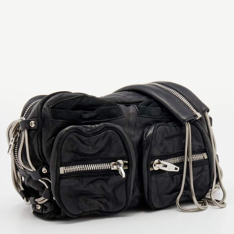 Pre Owned Alexander Wang Black Suede And Leather Chain Shoulder Bag