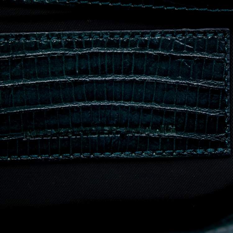 Pre Owned Alexander Wang Green Croc Embossed And Iguana Leather Marion Prisma  Shoulder Bag